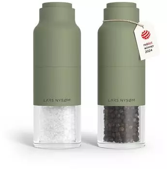 LARS NYSØM Salz- und Pfeffermühlen-Set, Edelstahl, salbeigrün, verstellbares Keramikmahlwerk (OMV-5-SAGGRE)