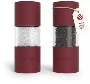 LARS NYSØM Salz- und Pfeffermühlen-Set, Edelstahl, Berry Red, Keramikmahlwerk (FR-D-BERRY)