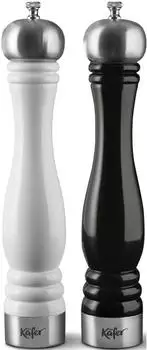 K&auml;fer Salz- & Pfefferm&uuml;hlen-Set Buchenholz, schwarz/wei&szlig; (4197-KA)