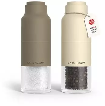 LARS NYSØM Salz- und Pfeffermühlen-Set, Edelstahl, verstellbares Keramikmahlwerk, braun/beige (OMV-5-TAUALM)