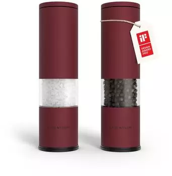 LARS NYSØM Salz- und Pfeffermühlen-Set, manuell, Keramikmahlwerk, berry red (FR-E-BERRY)