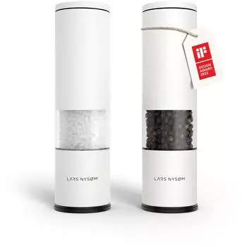 LARS NYSØM Salz- und Pfeffermühlen-Set, manuell, Keramikmahlwerk, Pure White (FR-E-WHITE)