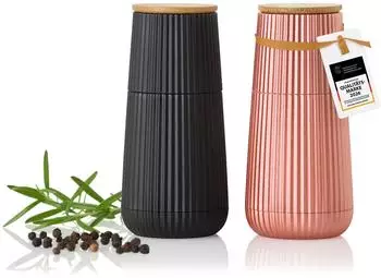 AdHoc Scape Pfeffer- & Salzm&uuml;hlen-Set, schwarz/ros&eacute; gold, Keramikmahlwerk