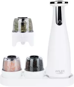Adler AD 4449W elektrische Salz- und Pfefferm&uuml;hle, einstellbarer Mahlgrad, beleuchtet, wei&szlig; (AD 4449w)