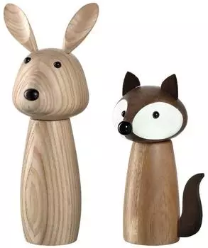 Leonardo Cucina Gew&uuml;rzm&uuml;hlen-Set "Hase & Fuchs" 2er, braun, Holz