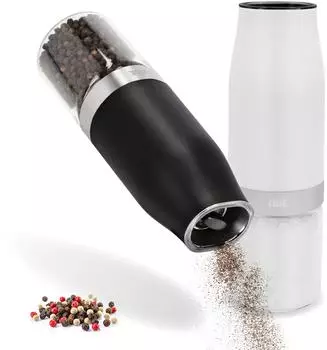 ADE MILL 2er-Set elektrische M&uuml;hlen Glas/Kunststoff 18,3cm schwarz & wei&szlig; (ADE4262379094622)