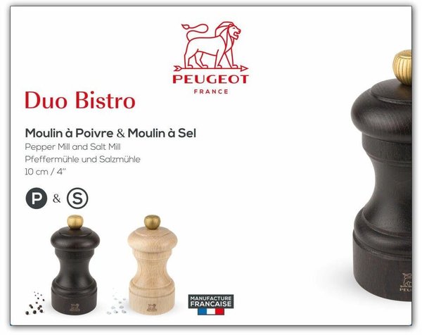 Peugeot Bistro Salz- und Pfeffermühle Set 10 cm natur/schokolade