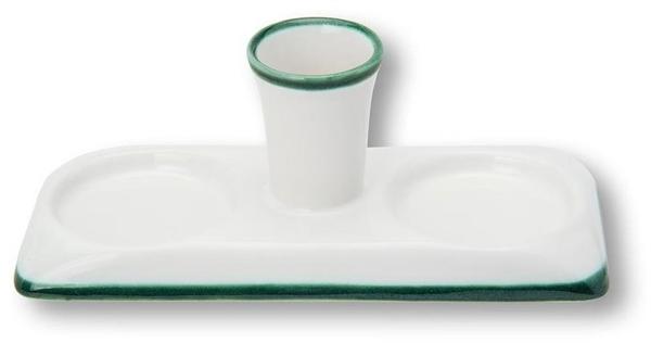 Gmundner Keramik Grüner Rand Untersetzer für Salz Pfeffer,