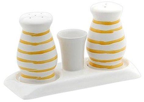 Gmundner Keramik Salz/Pfeffer Set bauchig gelb geflammt