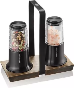 GEFU X-plosion Menage Salz- Pfefferm&uuml;hlen-Set 11 cm Schwarz