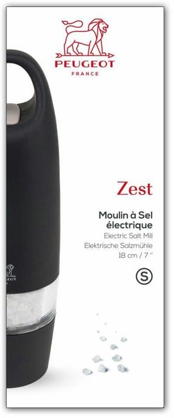 Peugeot Zest Salzmühle elektrisch 18 cm Schwarz