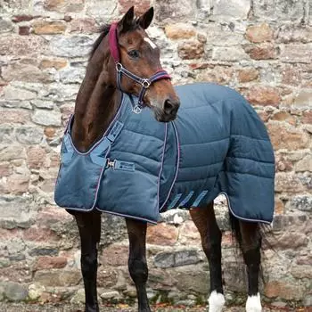 Horseware Rambo Optimo Stable Rug 200g - Navy/Burgundy Teal & Navy 125