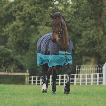 Horseware Mio Turnout medium 200g - Black with Turquoise& Black schwarz 80