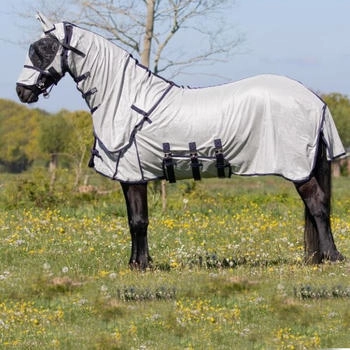QHP Fliegendecke mit Hals und Haube Big neck weiß 165