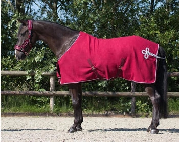 QHP Fleecedecke mit Ornament Bordeaux/Silber 205