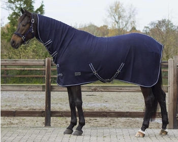 QHP Fleece Decke Basic mit Halsteil Blau 195