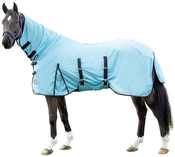 HKM Fliegendecke Rain mit Halsteil & Bauchlatz dunkelblau/grau 165