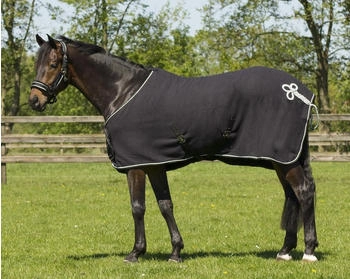 QHP Fleecedecke mit Ornament Schwarz/Silber 165