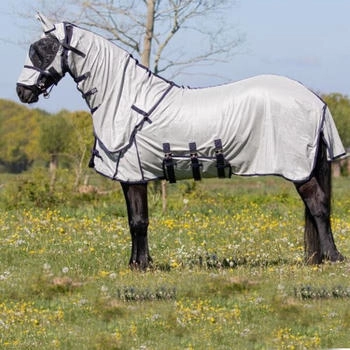 QHP Fliegendecke mit Hals und Haube Big neck weiß 135