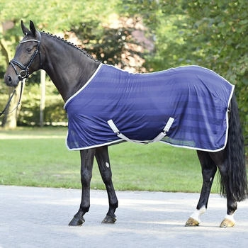 Busse Transport-Fliegendecke Stripe - navy(silver) blau 165