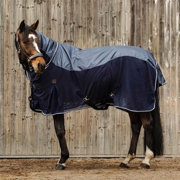 Equithème Decke mit gemischten Stoffen marineblau 6'9