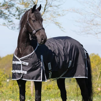 QHP Turnout Weidedecke 300g Big Neck Schwarz 225