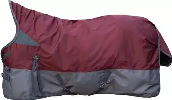 HKM Highneckdecke Yukon 600D 100g Wattefüllung dunkelrot/grau 145