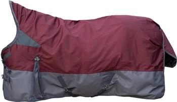 HKM Highneckdecke Yukon 600D 100g Wattefüllung dunkelrot/grau 125