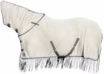 HKM Fringes Style Fliegendecke abm. Halsteil silber/grau 115