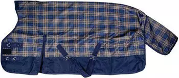HKM Providence Karo Highneckdecke 1200D 300g Füllung navy/braun karo 155cm