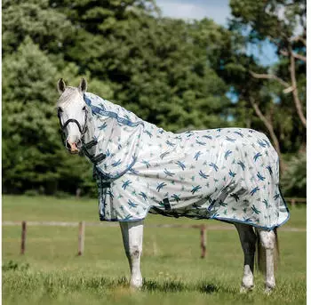 Horseware Fliegendecke AMIGO Integrated Fly Sheet dragonflyprint/silver/bluesage 115 cm