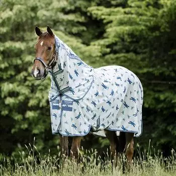 Horseware Fliegendecke AMIGO Bug Rug dragonfly print/ silver & blue 140 cm