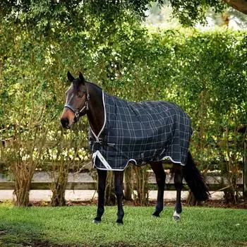 Horseware Weidedecke in Größe 125 - Rhino Wug Turnout 0g - Black/Grey/White Check/Gray