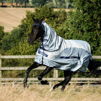 Bucas Buzz-Off Rain Full Neck Silver Blue 120cm