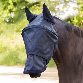 Waldhausen Fliegenmaske Premium Space, mit Ohren- und Nasenschutz, schwarz, Pony