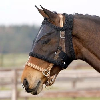 QHP Fliegenschutzmaske ohne Ohren, Farbe:schwarz, Größe:Pony