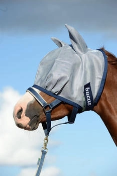 Bucas Fliegenmaske Buzz-Off Fly Mask - silver/blue, Groesse:105