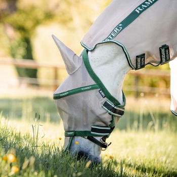 Horseware Rambo Fly Mask Plus non treated Kleines Pony Oatmeal/Green (DMAF15-MGG0-SP)