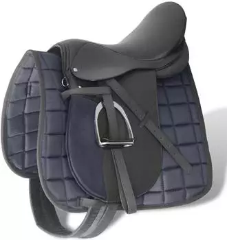 vidaXL Sattelset 17,5" echtes Leder schwarz 12 cm 5-in-1 (90644)