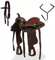 vidaXL Western-Sattel, Halfter & Brustblatt Echtleder 13" Braun