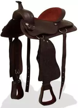 vidaXL Western-Sattel mit Halfter & Brustblatt, Echtleder, 15", braun (91347)