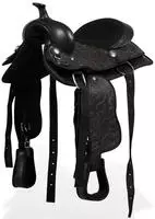 vidaXL Western-Sattel, Halfter & Brustblatt Echtleder 13" Schwarz