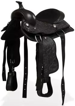vidaXL Western-Sattel mit Halfter & Brustblatt, Echtleder, 13", schwarz (91356)