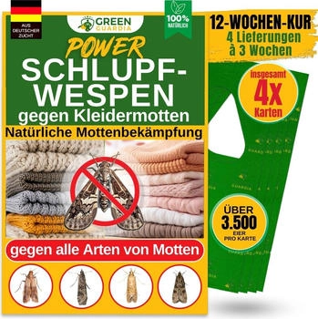 Green Guardia Schlupfwespen gegen Kleidermotten - 4-Fach-Lieferung mit 1-25 Karten 1 Karte x 4
