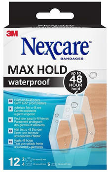 3M Nexcare Max Hold wasserfeste Pflaster 3 Größen (12 Stk.)