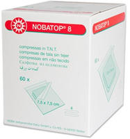 Noba Nobatop 8 Vliesstoffkompressen steril vierfach gelegt, 7,5 x 7,5 cm, 50 x 2