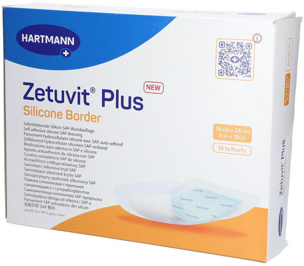 Hartmann Zetuvit Plus Silicone Border 16 x 26cm (10 Stk:)