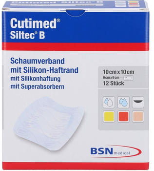 ACA Müller Cutimed Siltec Schaumverband 10 x 10cm mit Haftrand (12 Stk.)