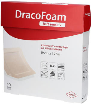 Dräco Dracofoam Haft sensitiv Schaumst.Wund.19x19 cm (10 Stk.)