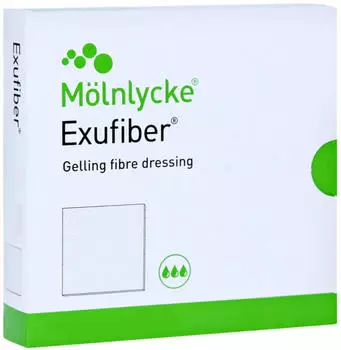Mölnlycke Exufiber 10x10 cm Gel-Faserverband (10 Stk.)